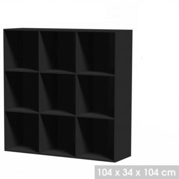Etagère Cube 9 casiers Noir Rangement bibliothèque Moderne hapygood