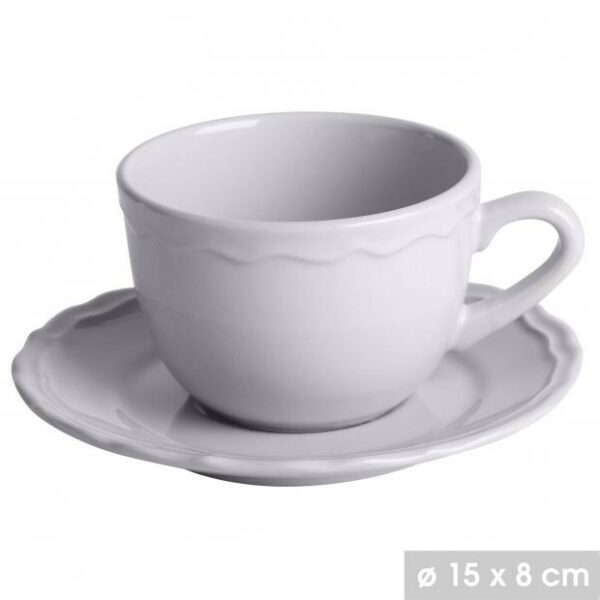 6 Tasses à Café Cappuccino Mug à Thé en Céramique Ondulé Gris 20 cl Avec sa Soucoupe hapygood à petit prix