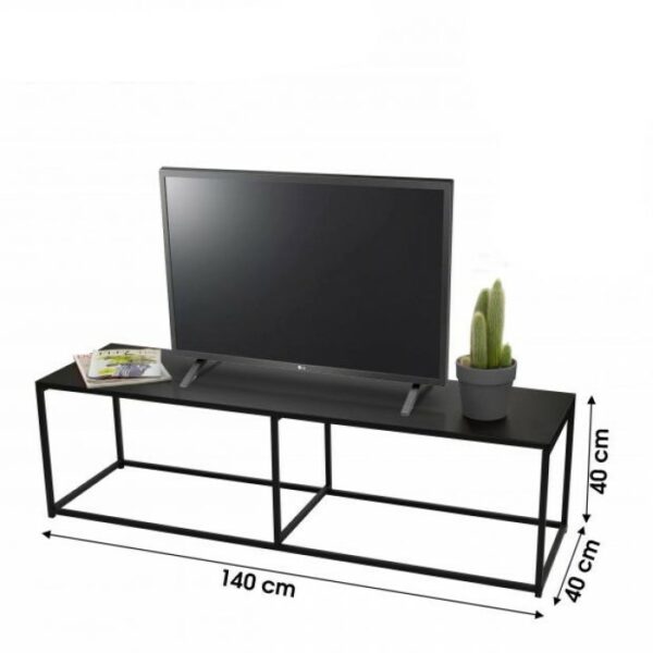 Meuble TV design en métal Madison - L. 140 x H. 40 cm - Noir HAPYGOOD