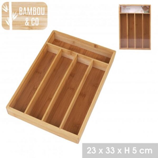 Range Couvert Bambou 5 Compartiments Multi usages