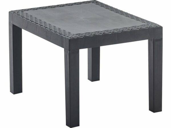 Table Basse de jardin Carré Effet Rotin Anthracite