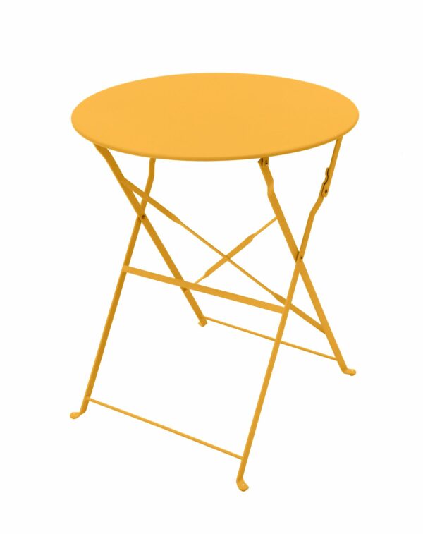 Table Pliante Bistrot Ronde De Jardin Jaune 60×71 cm en Métal Jaune