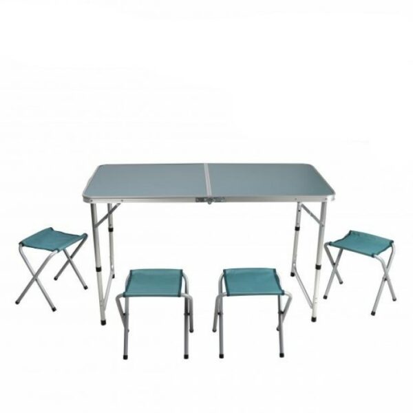 Table de Camping Pliable en Aluminium Avec 4 Tabourets Table Pique Nique Pour 4 à Personnes